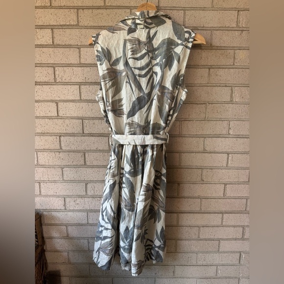 Tropical Print Sleeveless Linen Dress | Laura Bianchi | Size M - Picture 2 of 4